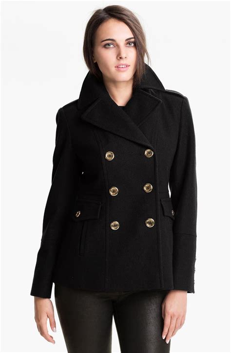 michael michael kors women's double-breasted peacoat coat|Michael Kors wool blend.